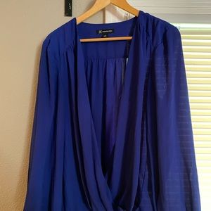 INC Royal Blue Long Sleeve Blouse XL